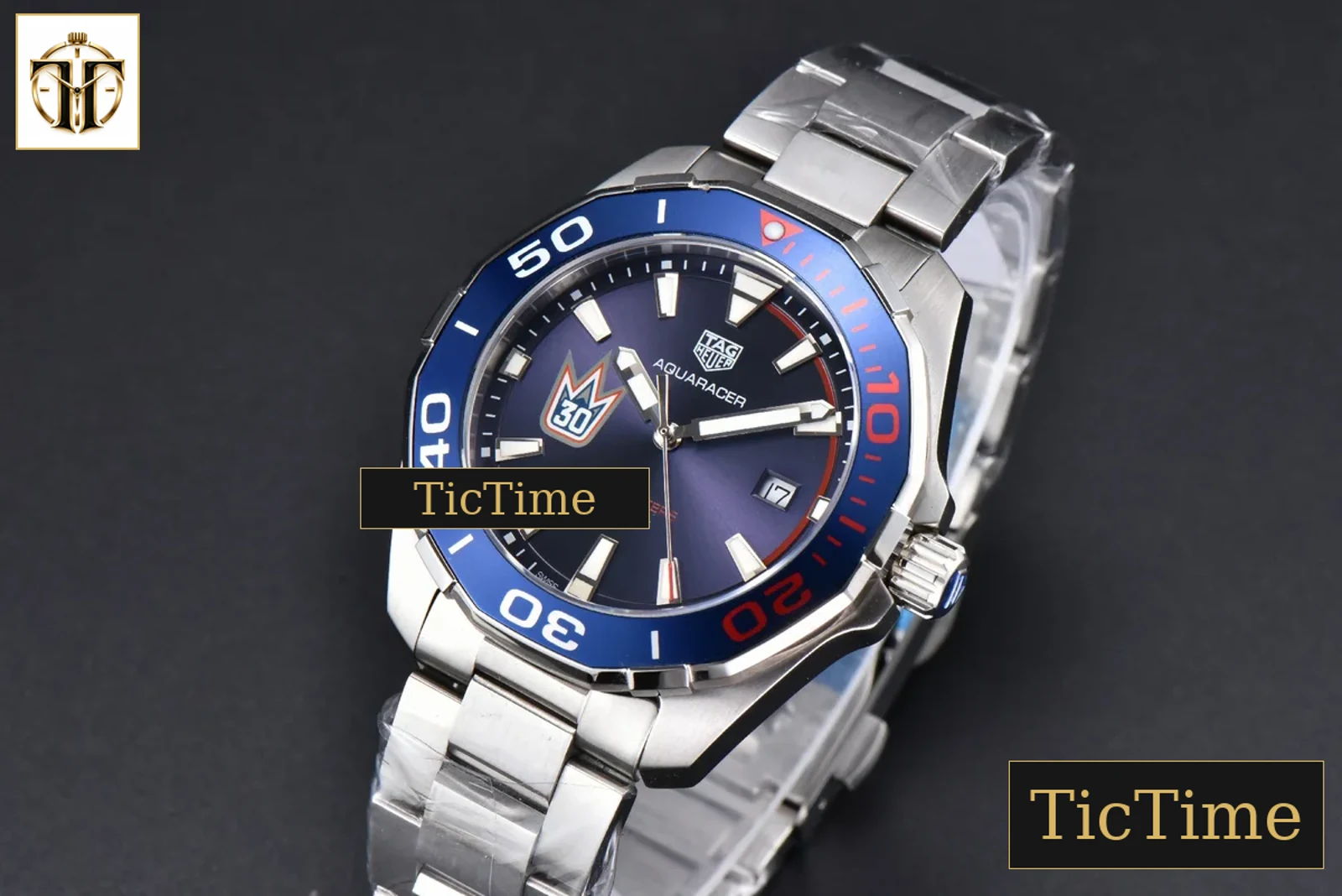 Aquaracer 300M 41mm OF Blue/Red Bezel Purple Dial SS Bracelet SW200 — foto 5