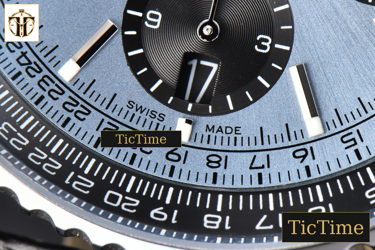 Navitimer B01 43mm BLSF Ice Blue Dial Black Subdial Black Leather Strap A7750 — foto 9