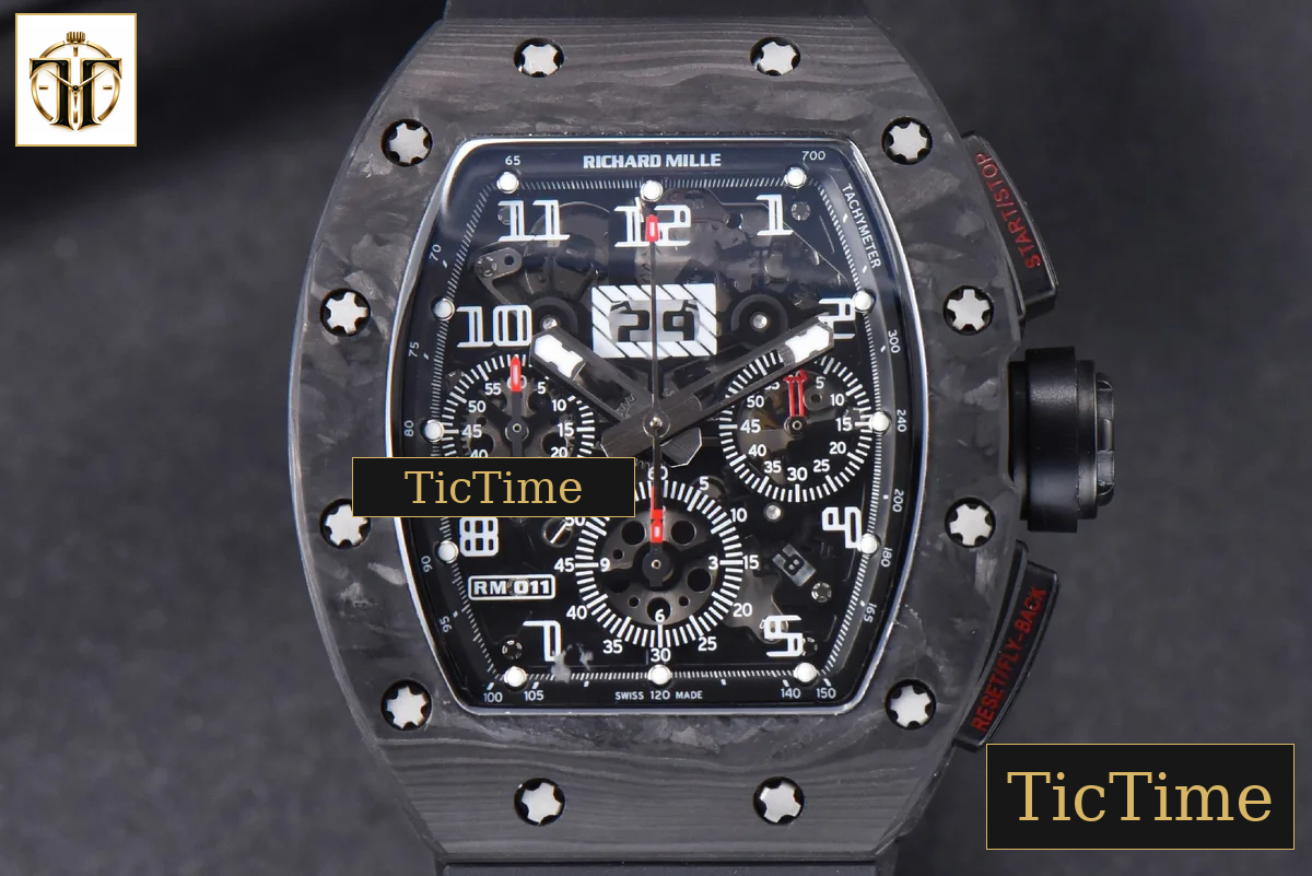 NTPT Chrono RM011 KVF Black Skeleton Dial Black Crown black Rubber Strap V2 A7750 — foto 2