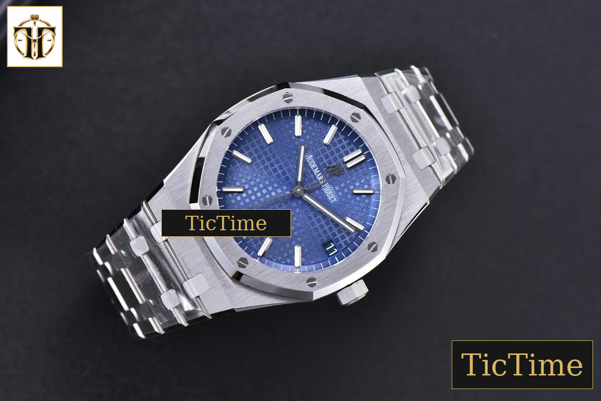Royal Oak 15500 41mm OMF Blue Textured Dial SS Bracelet V2 Miyota 9015 — foto 4
