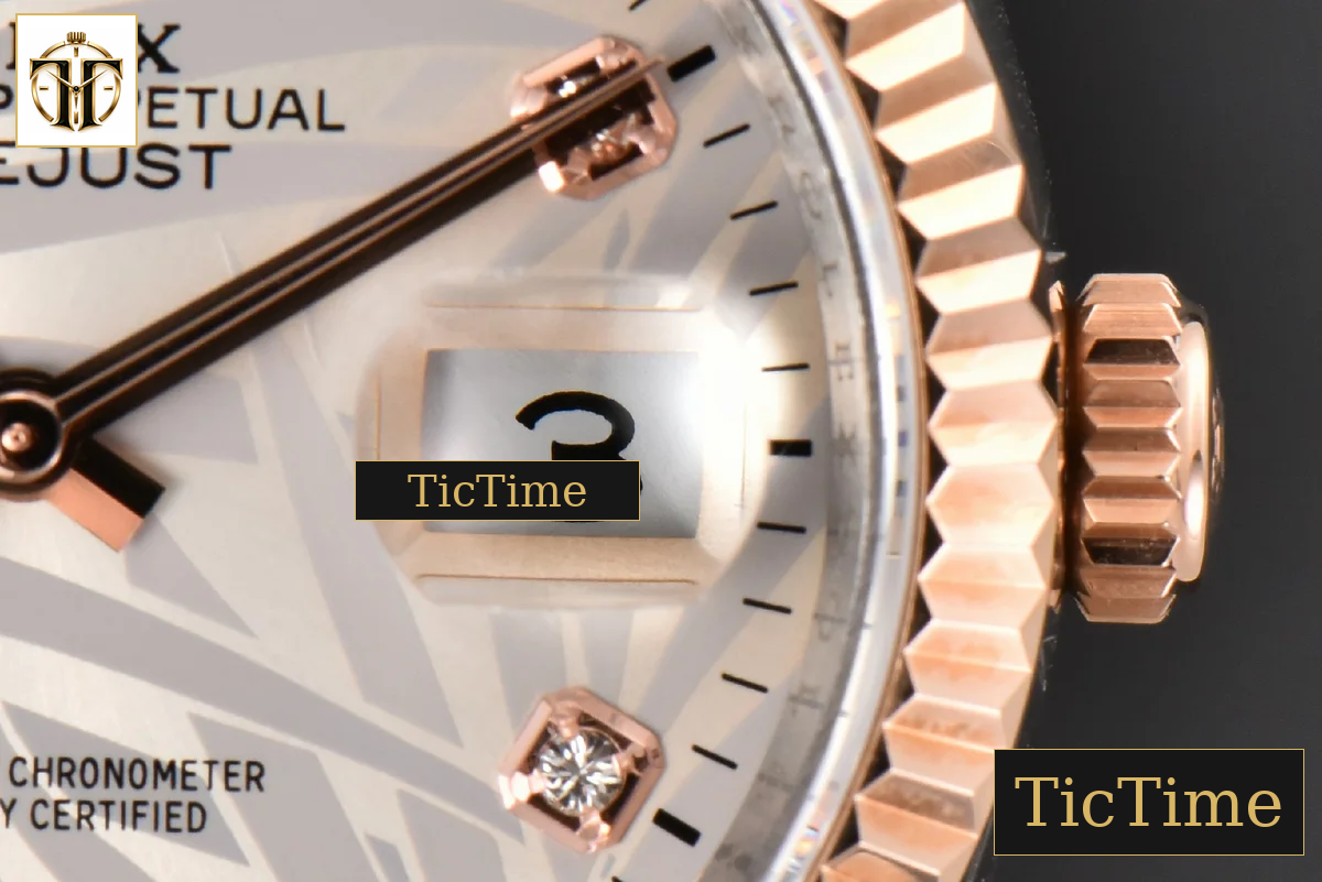 DateJust 36mm BPF RG/SS Fluted Silver Plam Dial Diamond Marker Jubilee Bracelet 2824 — foto 9