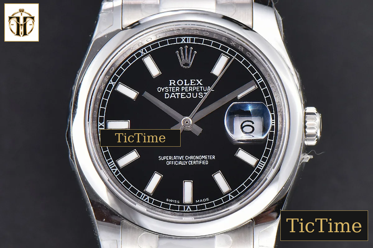 DateJust 36mm GMF SS Smooth Bezel Black Dial Lume Marker Oyster Bracelet VR3235 — foto 16