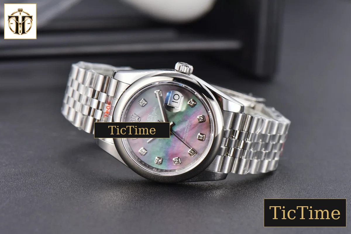 DateJust 36mm GMF SS Smooth Bezel Gray MOP Dial Diamond Marker Jubilee Bracelet VR3235 — foto 15