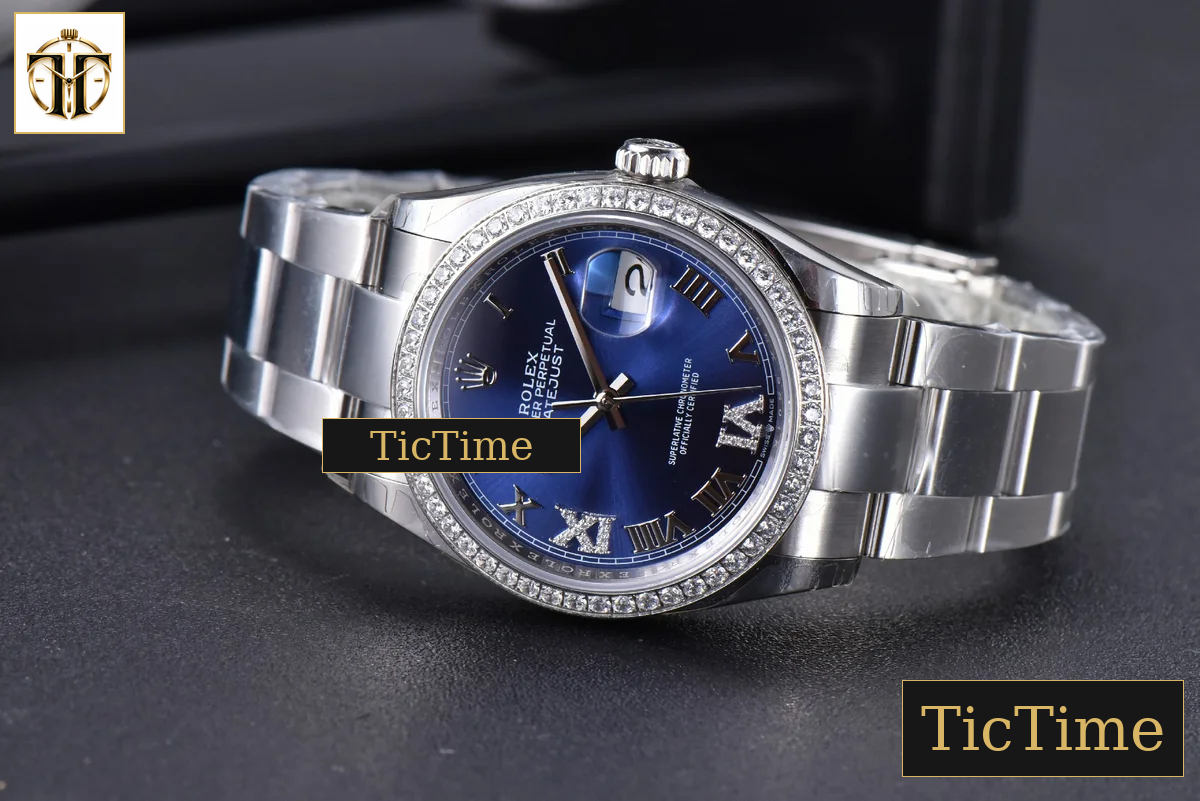 DateJust 36mm EWF SS Blue Dial Diamond Roma Marker Diamond Bezel Oyster Bracelet A3235 — foto 16