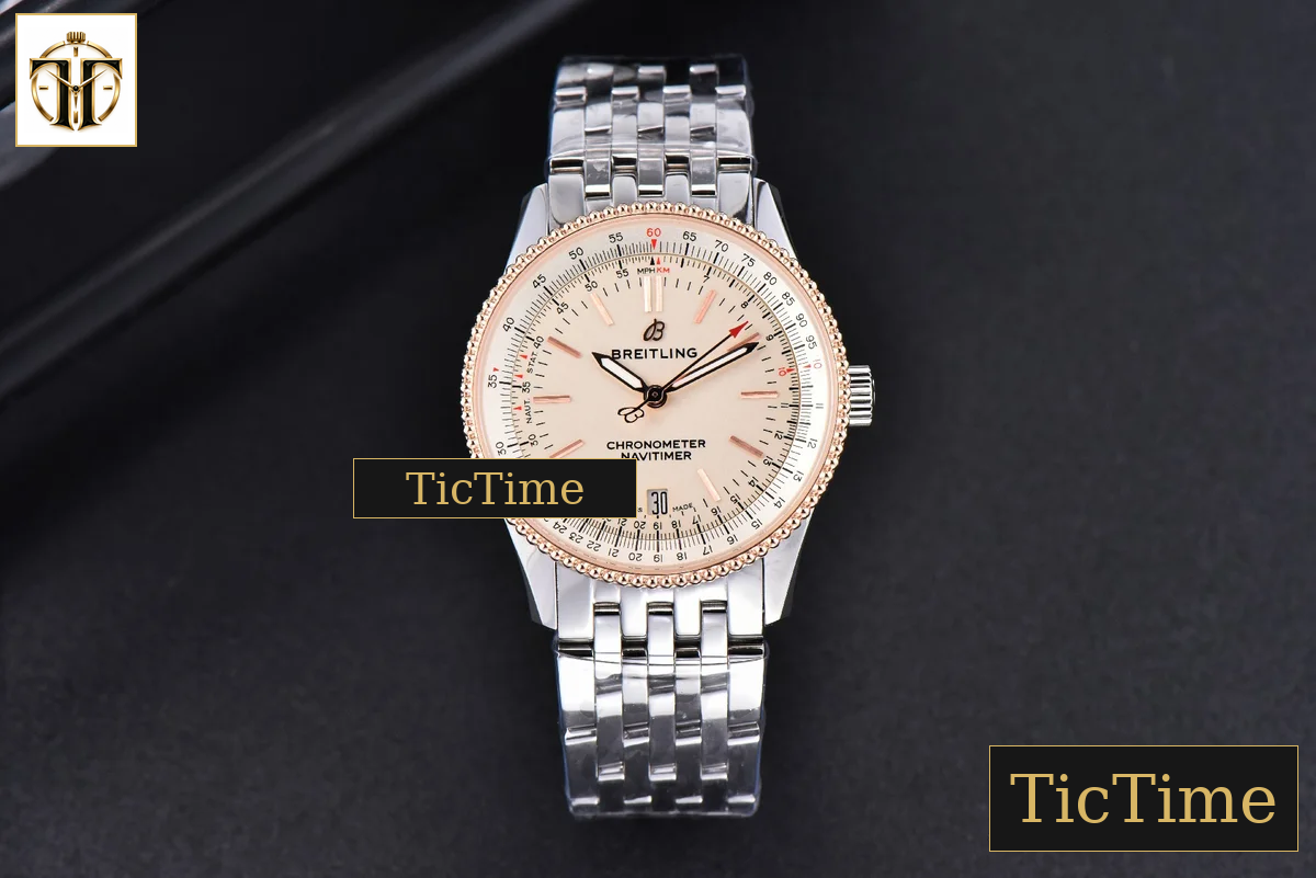 Navitimer 38mm TF RG White Dial White Bezel SS Bracelet A2824 — foto 3