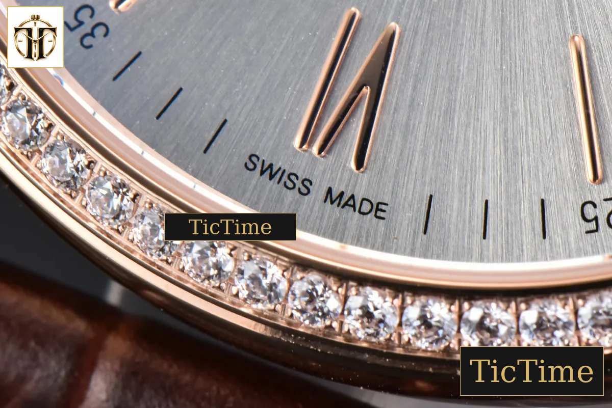 Portofino 40mm V7F RG Diamond Silver Dial RG Marker Brown Leather Strap A2892 — foto 9