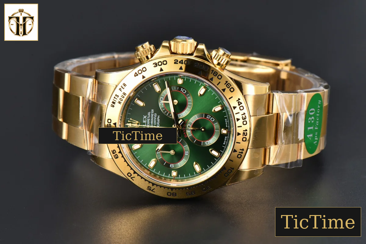Daytona 116508 APSF YG Green Dial Lume Marker YG Bracelet SH4130 — foto 14