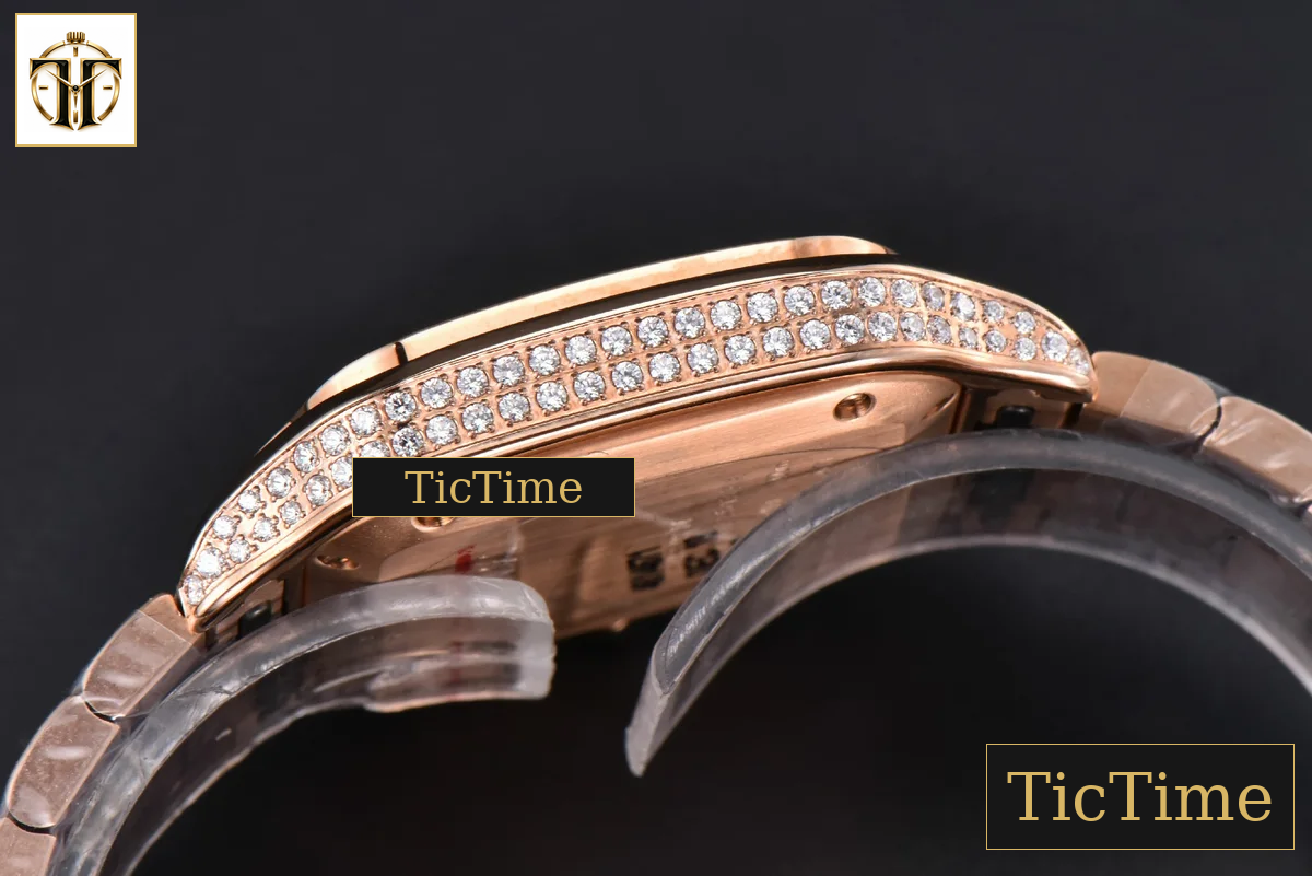 Santos de Cartier Medium 35mm BVF RG Diamond Bezel White Dial RG Bracelet Miyota 9039 — foto 18