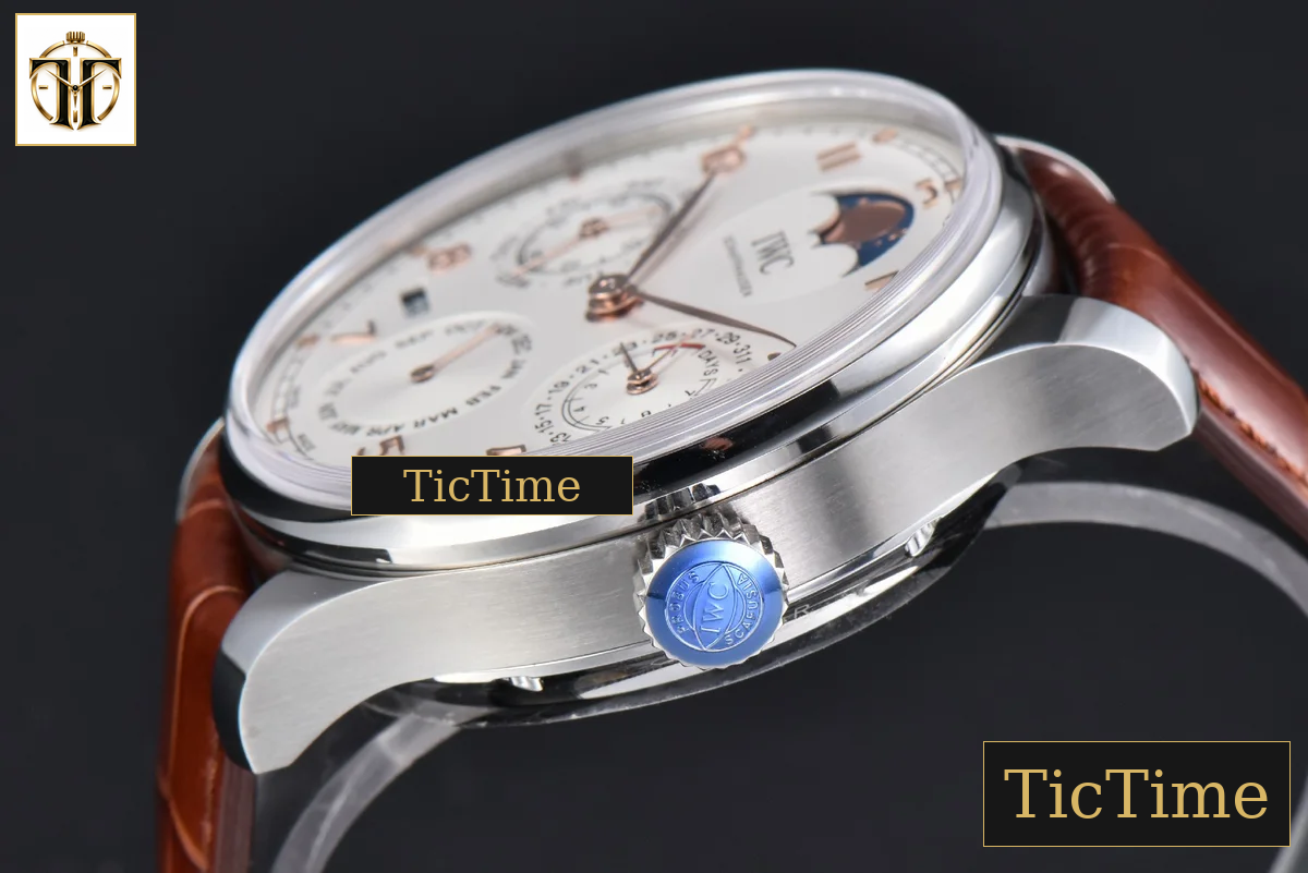 Portugieser Perpetual Calendar IW5033 42mm APSF SS White Dial Brown Leather Strap A52610 — foto 12