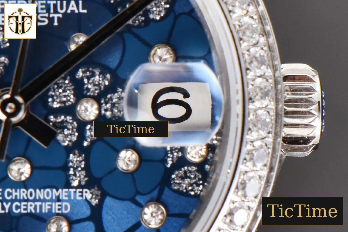 DateJust Ladies 904L 31mm WF Diamond Blue Flowers Dial Diamond Marker Oyster Bracelet A2671 — foto 9
