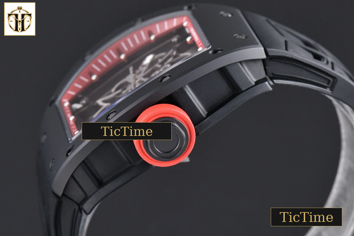 RM055 42.7mm ZF Ceramic Black Bezel Red Skeleton Dial Red Crown Black Rubber Strap RMUL2 — foto 13