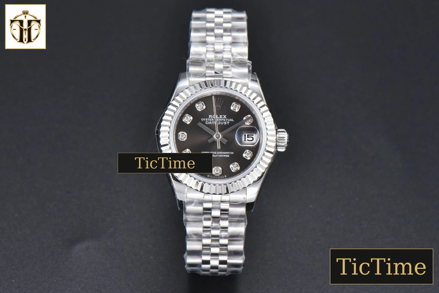 Vista frontal — DateJust 31mm WF Gray Dial Diamond Marker Jubilee Bracelet A2671