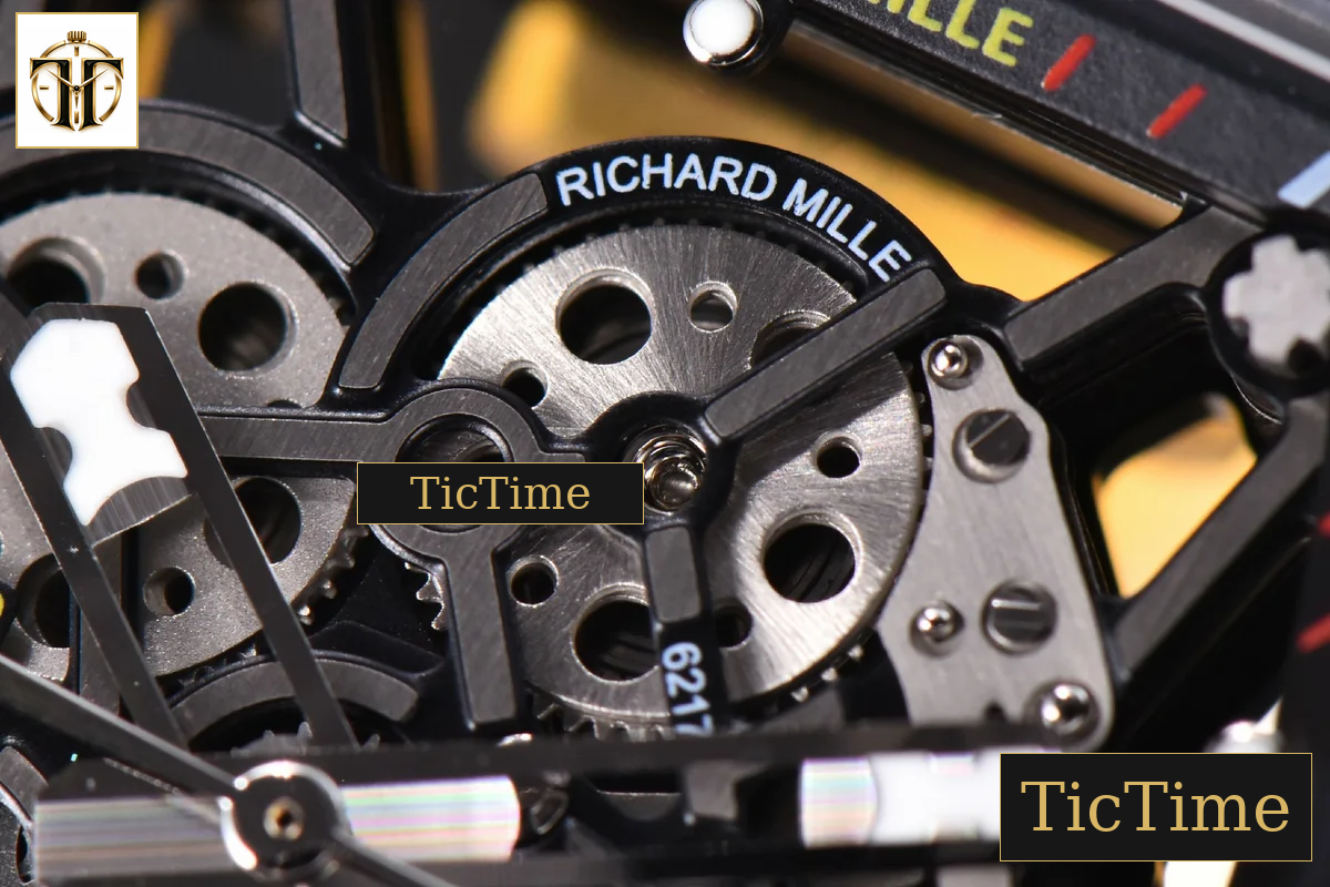RM035-02 KVF Skeleton Dial Red Yellow Rubber Strap V3 Miyota8215 — foto 6