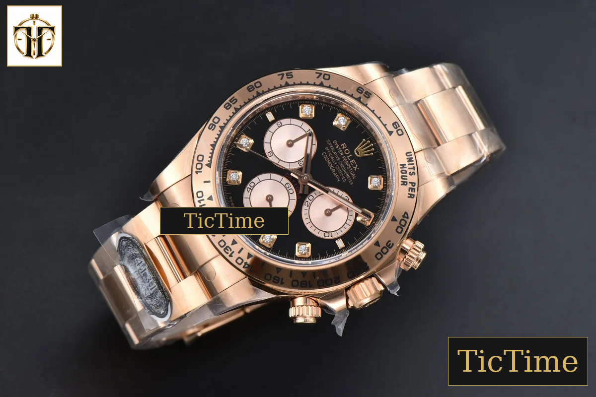 Daytona 126505 40mm Clean Factory RG Black Dial RG Subdial Diamond Marker RG Bracelet SH4131 — foto 3