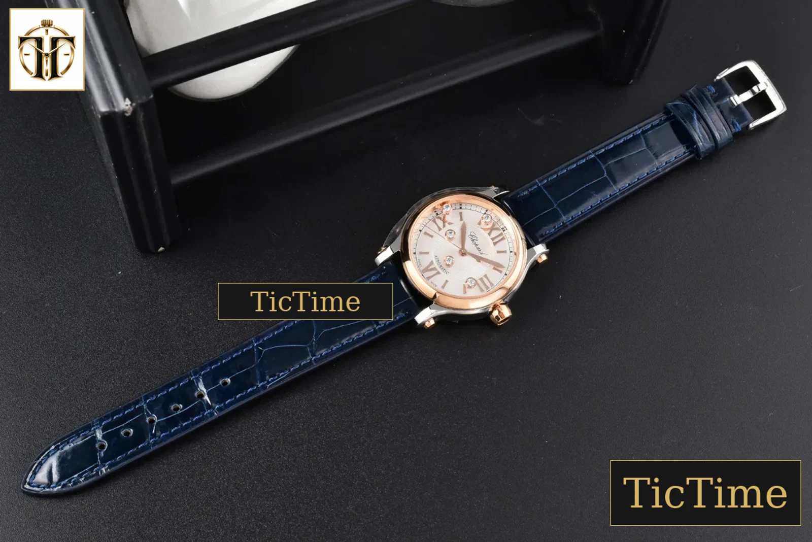 Happy Sport Automatic 33mm HWF RG/SS White Dial Blue Leather Strap A2892 — foto 29