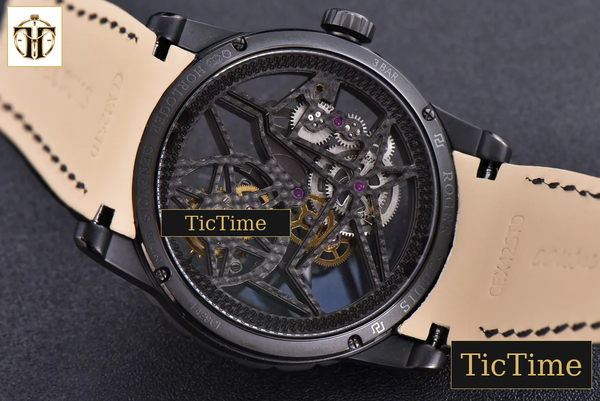 Excalibur Spider 47mm BBRF Skeleton Dial Black Leather Strap Flying Tourbillon Manual Wind — foto 15
