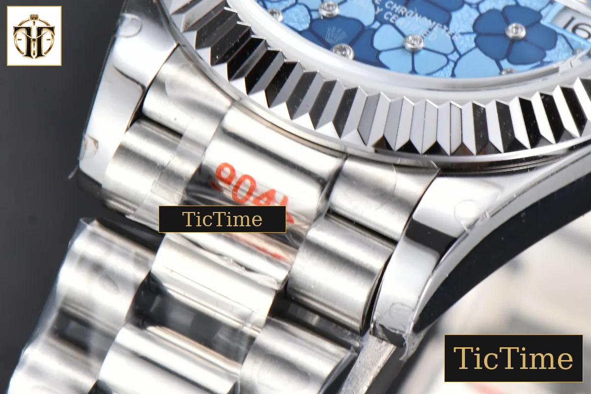 DateJust 904L Fluted Bezel 31mm GMF Blue Flowers Dial President Bracelet A2824 — foto 11