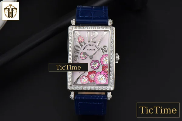 Foto frontal — Long Island Ladies 26mm ZF Diamond MOP Dial Blue Leather Strap Swiss Ronda Quartz