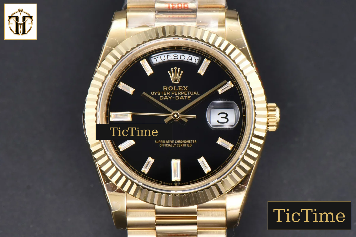 DayDate 40mm GMF YG Black Dial Diamond Marker President Bracelet A3235 — foto 2