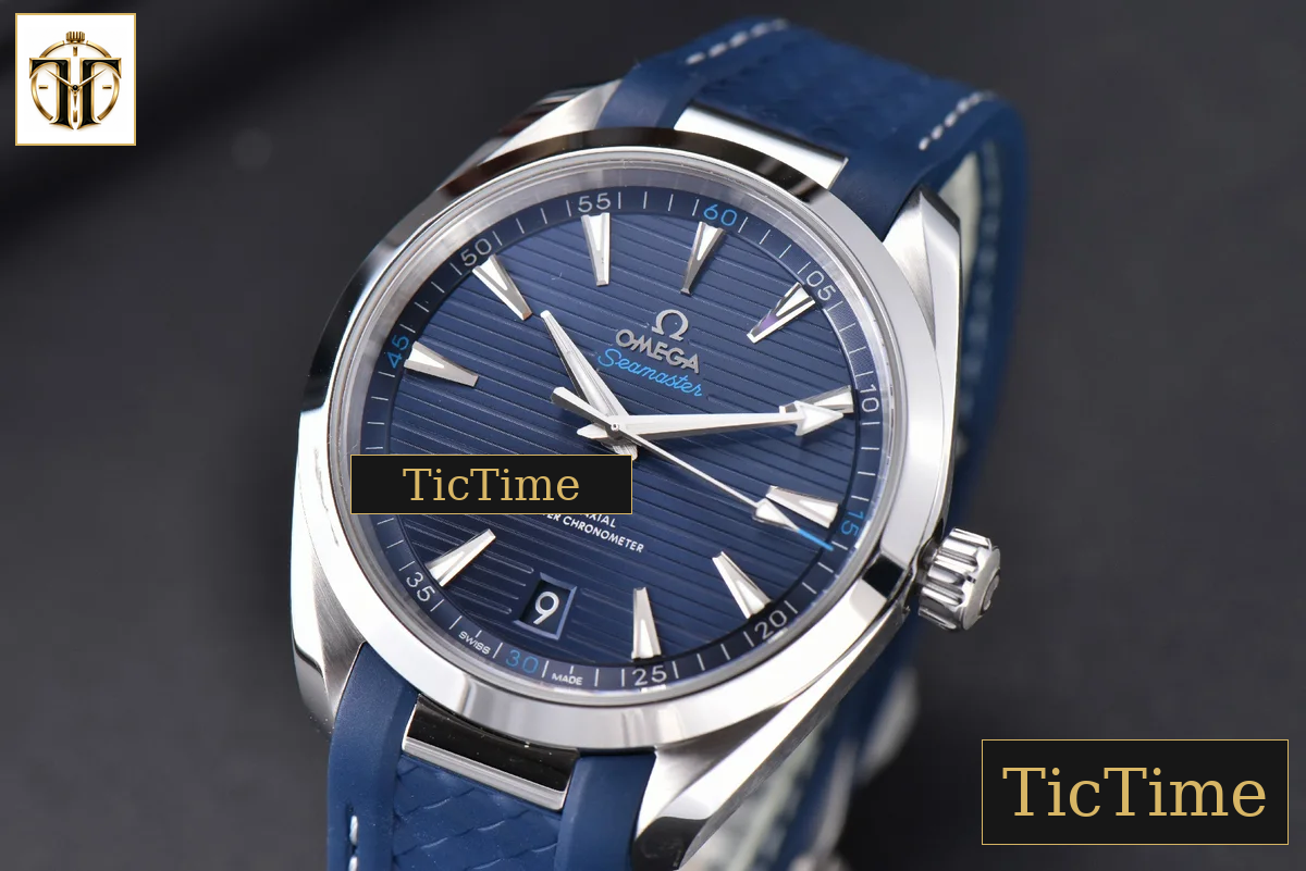Aqua Terra 150M Seamaster 41mm VSF Blue Dial Silver Hands Blue Rubber Strap A8900 — foto 3