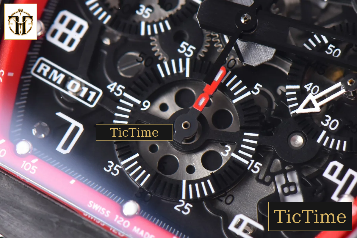 NTPT Chrono RM011 KVF Red Skeleton Dial Black Crown Black Rubber Strap V2 A7750 — foto 8