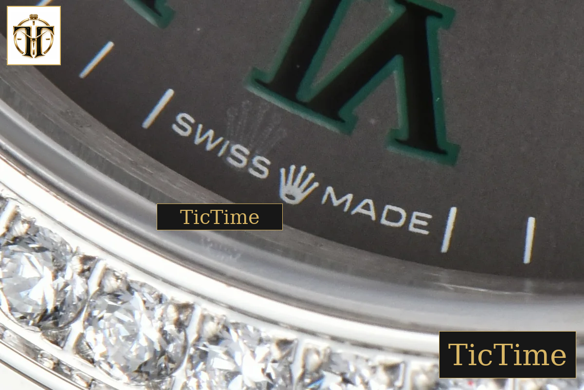 DateJust 36mm BPF Diamond Wimbledon Gray Dial Green Roma Marker Jubilee Bracelet A2824 — foto 8