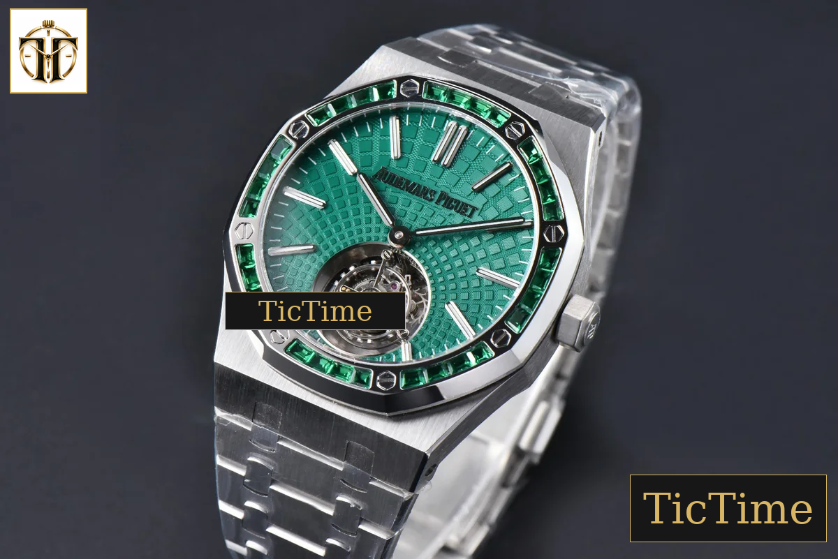 Royal Oak Tourbillon 41mm R8F Diamond Bezel Green Dial SS Bracelet Flying Tourb V2 — foto 4