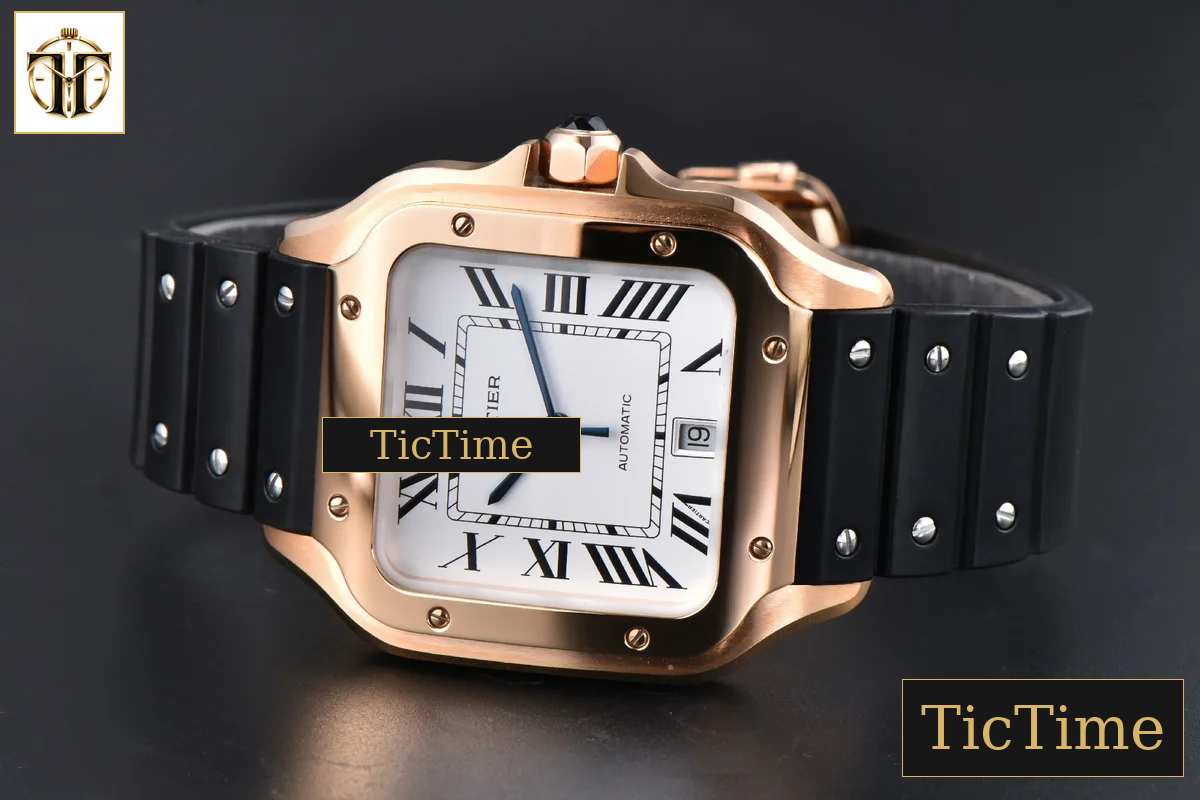 Santos de Cartier XL 40mm AF RG White Dial Black Rubber Strap Miyota 9015 — foto 11
