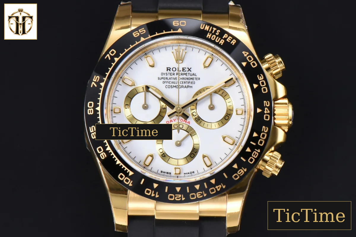 Daytona 116518 40mm APSF YG White Dial Ceramic Bezel Lume Marker Oysterflex Strap Tungsten Version SH4130 — foto 2