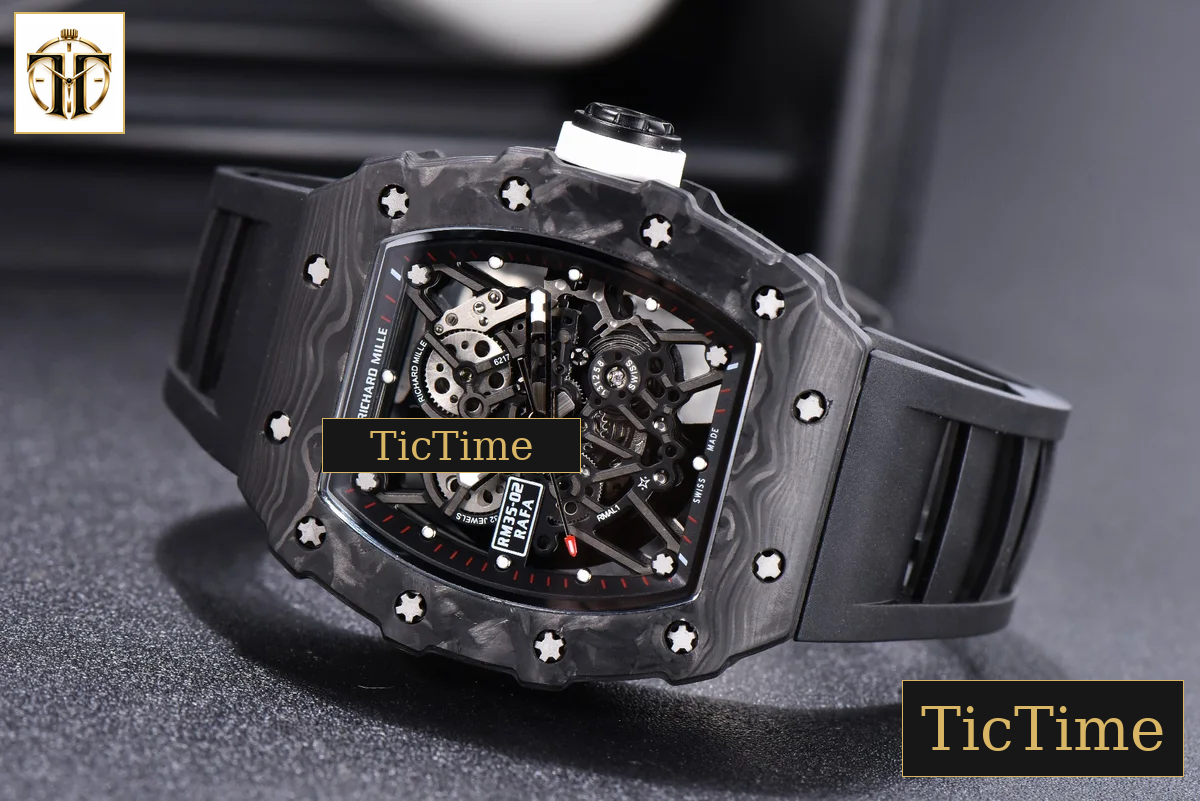 RM035-02 KVF Skeleton Dial White Black Rubber Strap V3 Miyota8215 — foto 15