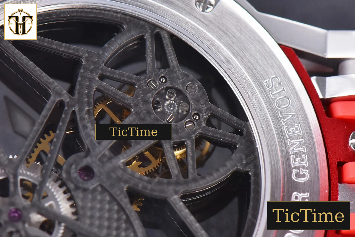 Excalibur Sports Tourbillon 46mm JBF Titanium Skeleton Dial Black Crown Red Rubber Strap — foto 20