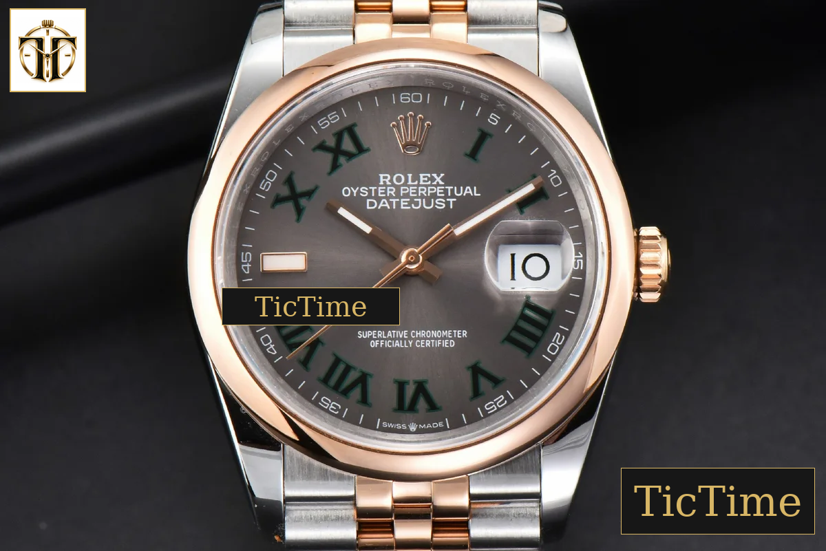 DateJust 36mm BPF RG/SS Smooth Bezel Gray Wimbledon Dial Jubilee Bracelet A2824 — foto 4