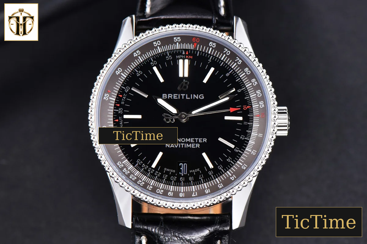 Navitimer 38mm TF SS Black Dial Gray Bezel Black Leather Strap A2824 — foto 2