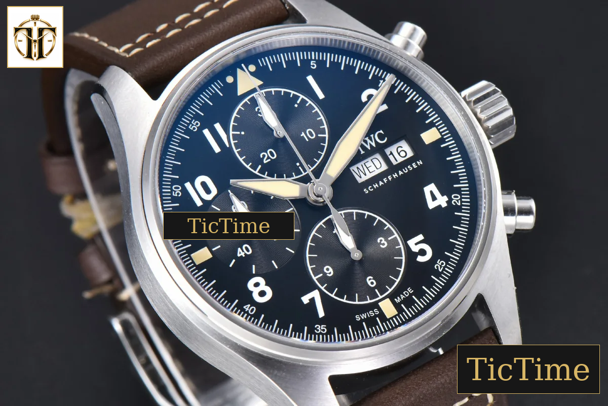 Pilot Chrono IW387903 41mm ZF Black Dial Brown Leather Strap A7750 — foto 12