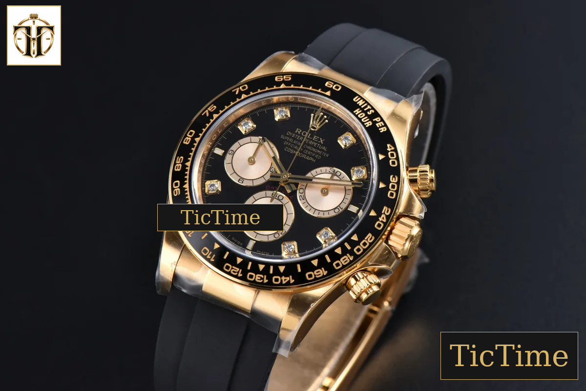 Daytona 126518 40mm Clean Factory YG Black Dial YG Subdial Diamond Marker Oysterflex Strap DD4131 — foto 4