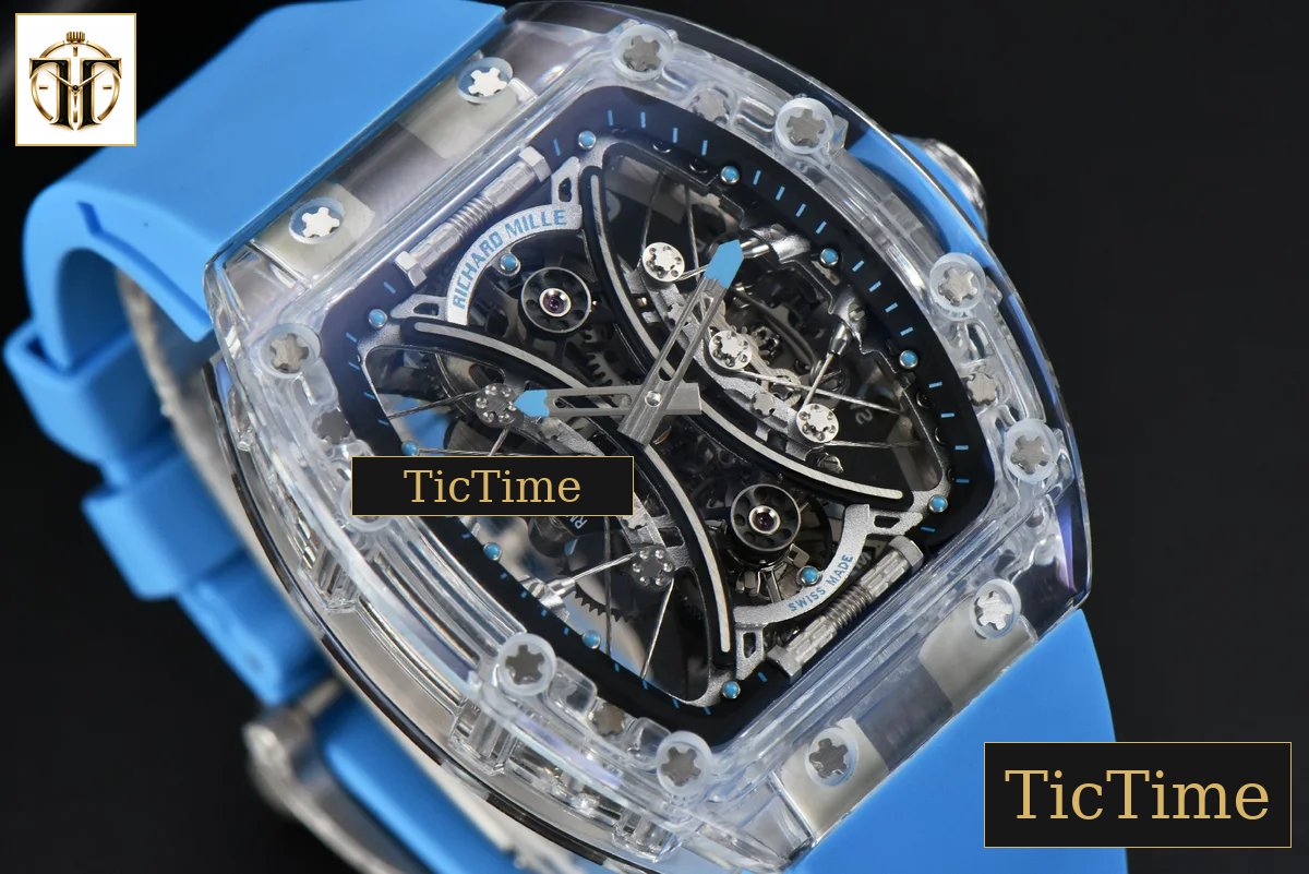 Transparent Case Tourbillon RM053-02 44.5mm JBF Ice Blue Rubber Strap — foto 9
