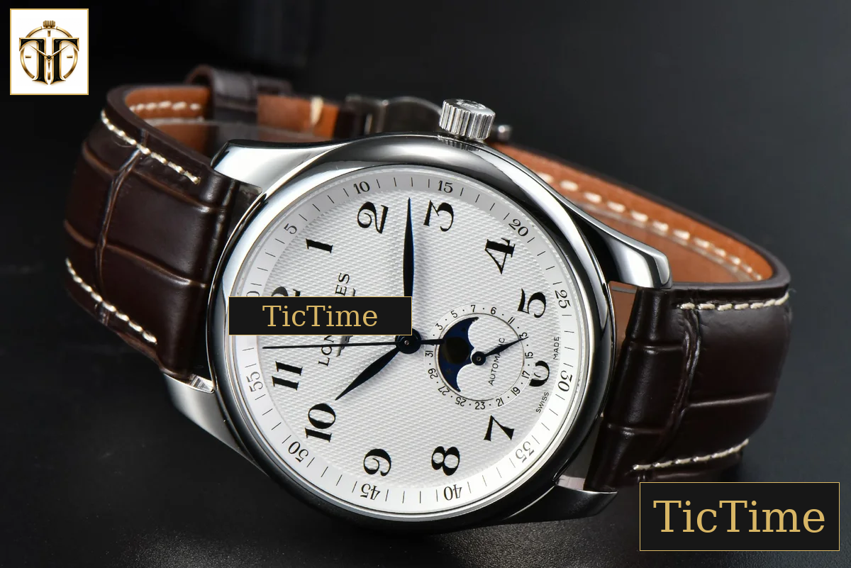 Master Moonphase 40mm GF White Dial Digital Marker Brown Leather Strap A899 — foto 12