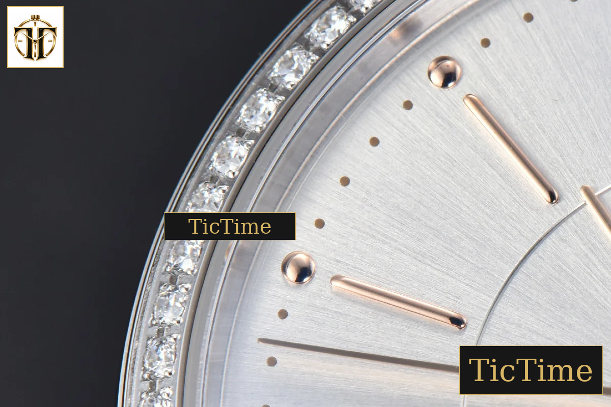 Portofino 37mm V7F Diamond Silver Dial RG Marker Pink Leather Strap A2892 — foto 6