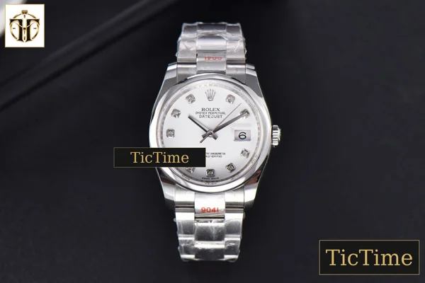 Foto frontal — DateJust 36mm GMF SS Smooth Bezel White Dial Diamond Marker Oyster Bracelet VR3235