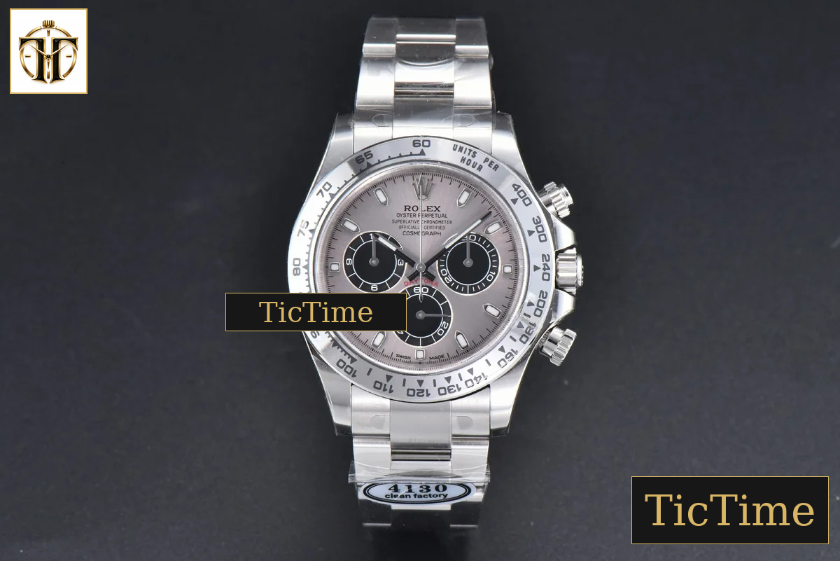 Daytona 116509 40mm Clean Factory SS Gray Dial Black Subdial SS Bracelet A4130 — foto 3