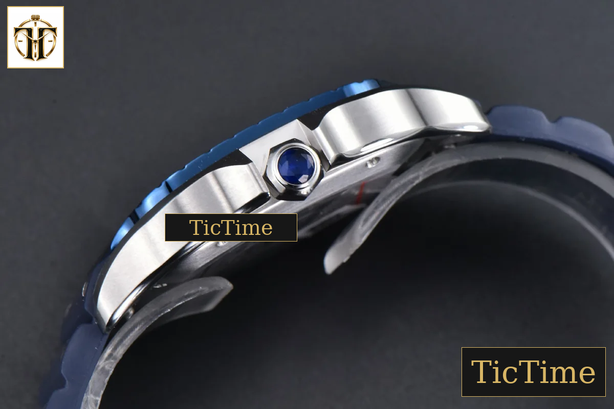 Santos de Cartier XL 40mm AF SS White Dial Blue Bezel Blue Rubber Strap Miyota 9015 — foto 12