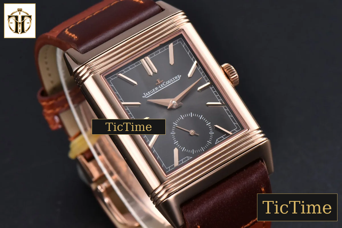 Master Reverso Tribute Small Seconds 30x47mm MGF RG Gray Dial Brown Leather Strap A854A — foto 11