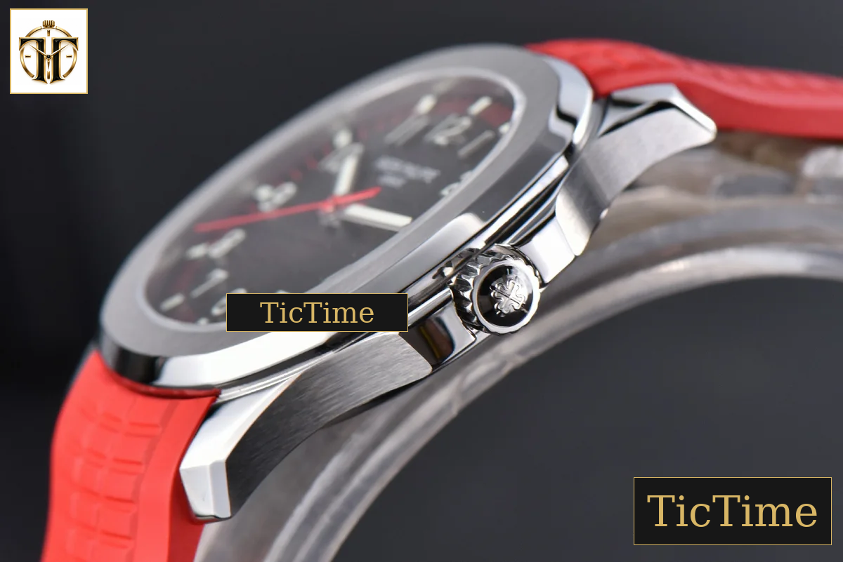 Aquanaut Singapore 5167 40mm ZF Gray Dial Red Hand Red Rubber Strap A324 — foto 10