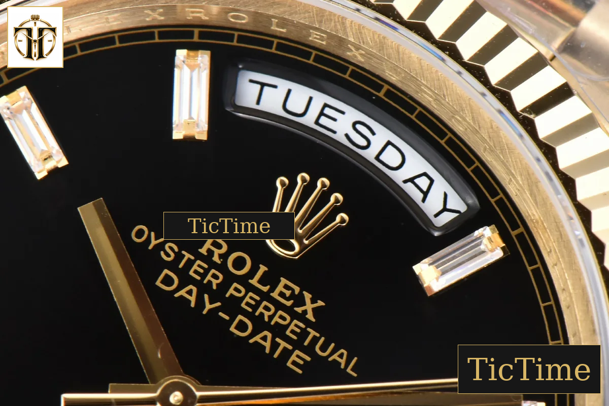 DayDate 40mm GMF YG Black Dial Diamond Marker President Bracelet A3235 — foto 9