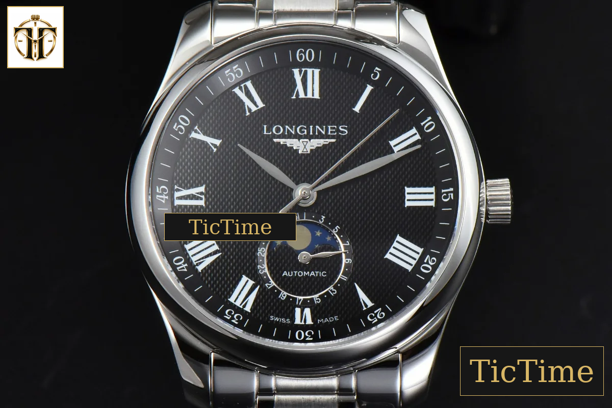 Master Moonphase 40mm GF Black Dial Roma Marker SS Bracelet A899 — foto 12