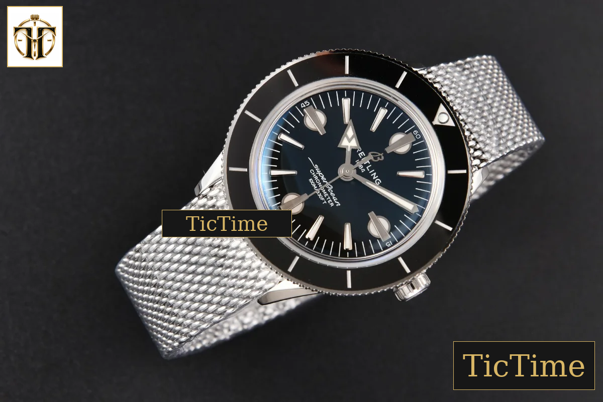 SuperOcean Heritage 42mm GF SS Black Ceramic Black Dial Mesh Bracelet A2824 — foto 13