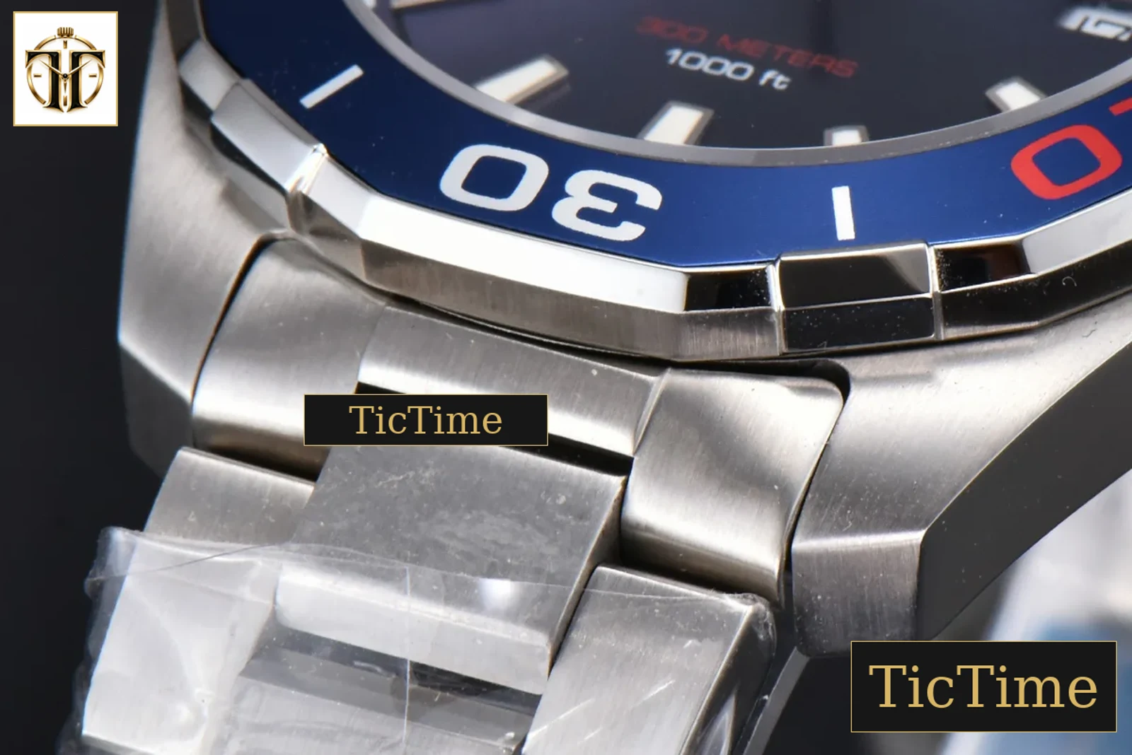 Aquaracer 300M 41mm OF Blue/Red Bezel Purple Dial SS Bracelet SW200 — foto 11