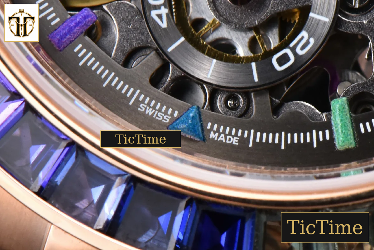Daytona 40mm GETF PVD RG Carbon Rainbow Diamond Skeleton Dial Black Rubber Strap SA4130 — foto 10