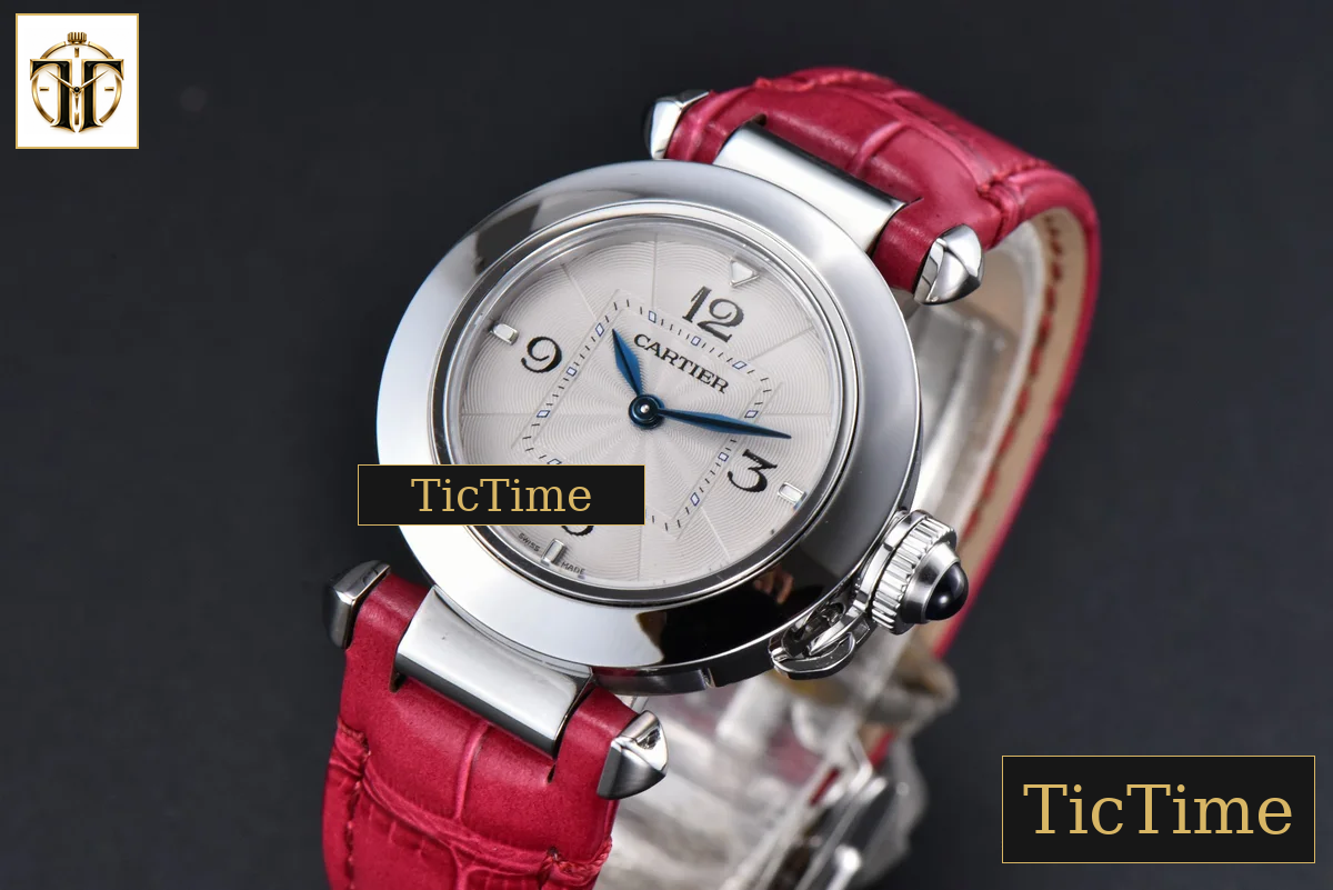 Pasha Ladies 30mm AF White Dial Rose Red Leather Strap Jap Quartz — foto 4