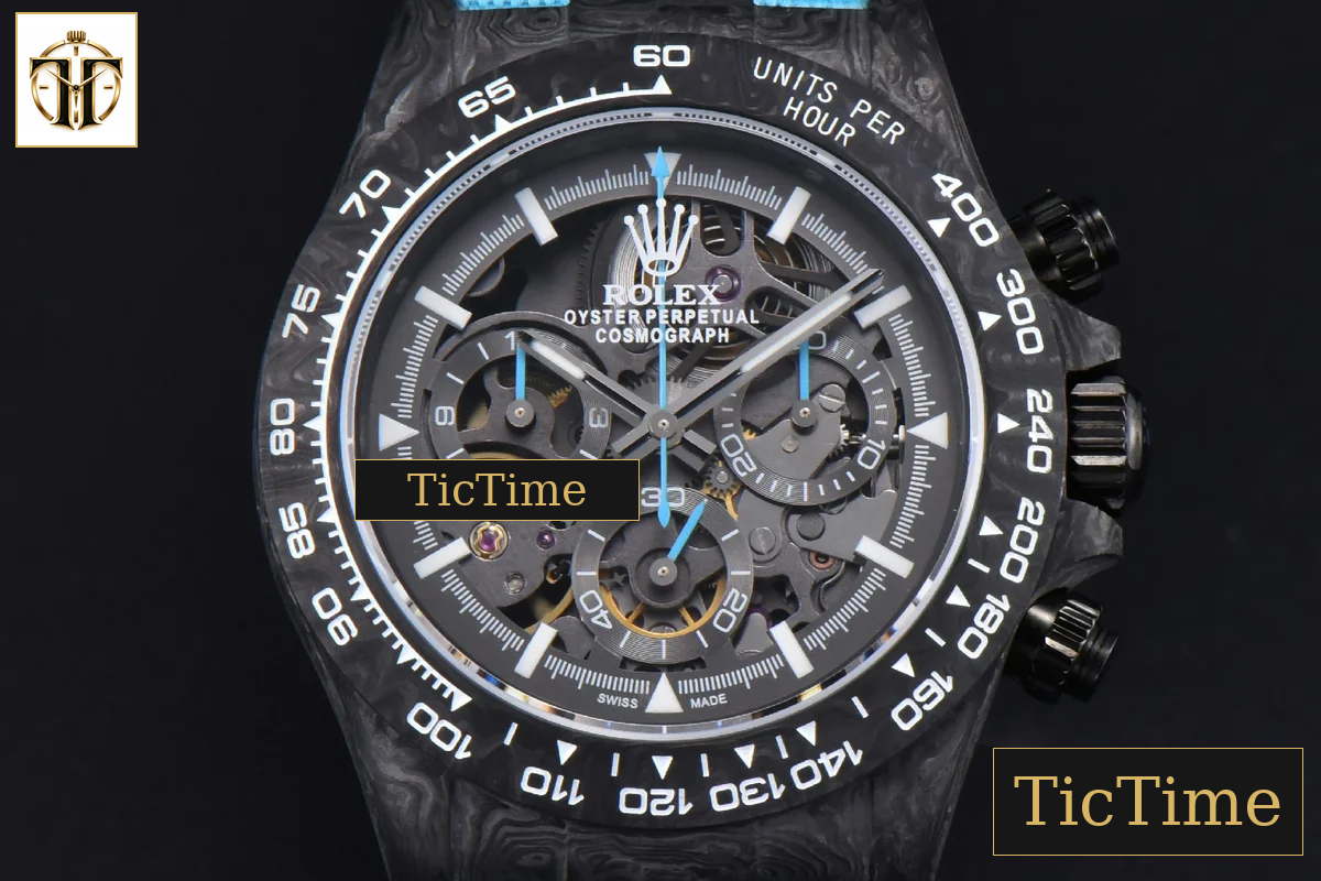 Daytona Montoya Carbon Fiber 40mm DIWF Skeleton Dial Blue Nylon Strap 4130 — foto 2